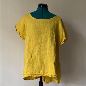 🟢 5/$25 - Terzo Millennio | 100% Linen Short Sleeve Tunic in Yellow